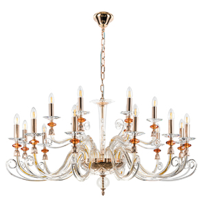 Люстра Crystal Lux CATARINA SP12+6 V2 GOLD/TRANSPARENT-COGNAC