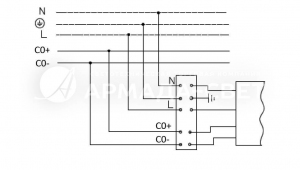 Схема подключения светильника к питающей сети с регулированием по системе 1-10V