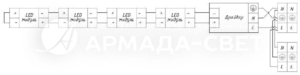 Схема электрических соединений для светильников со сквозной проводкой