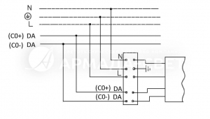 Схема подключения светильника к питающей сети с регулируемым драйвером по системе 1-10 V или системе DALI